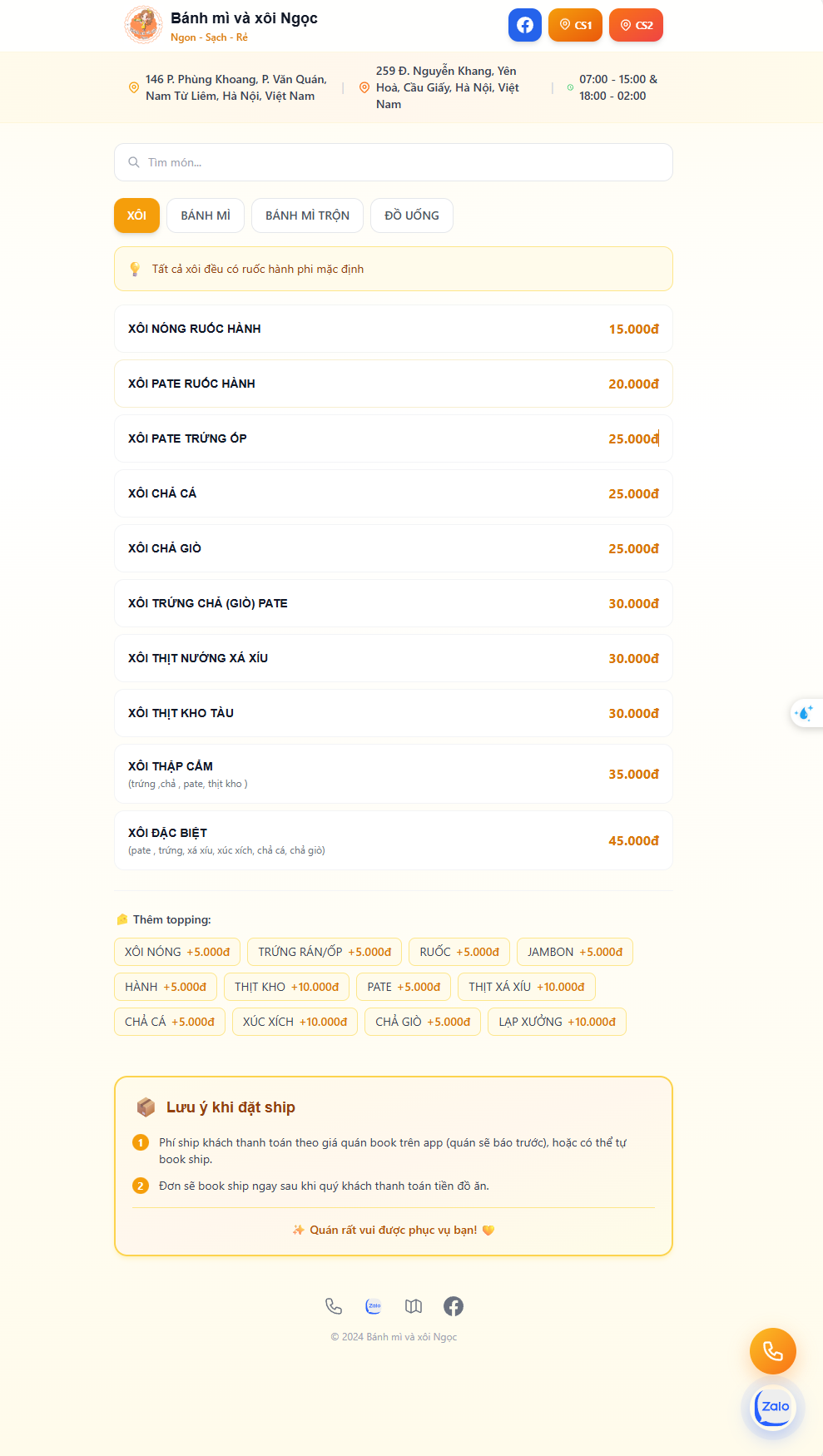 Menu Banhmyvaxoi Ngọc